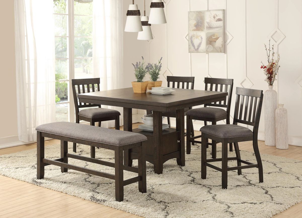 KINGSTON 6PIECE FARMHOUSE COUNTER HIEGHT DINING ROOM SET